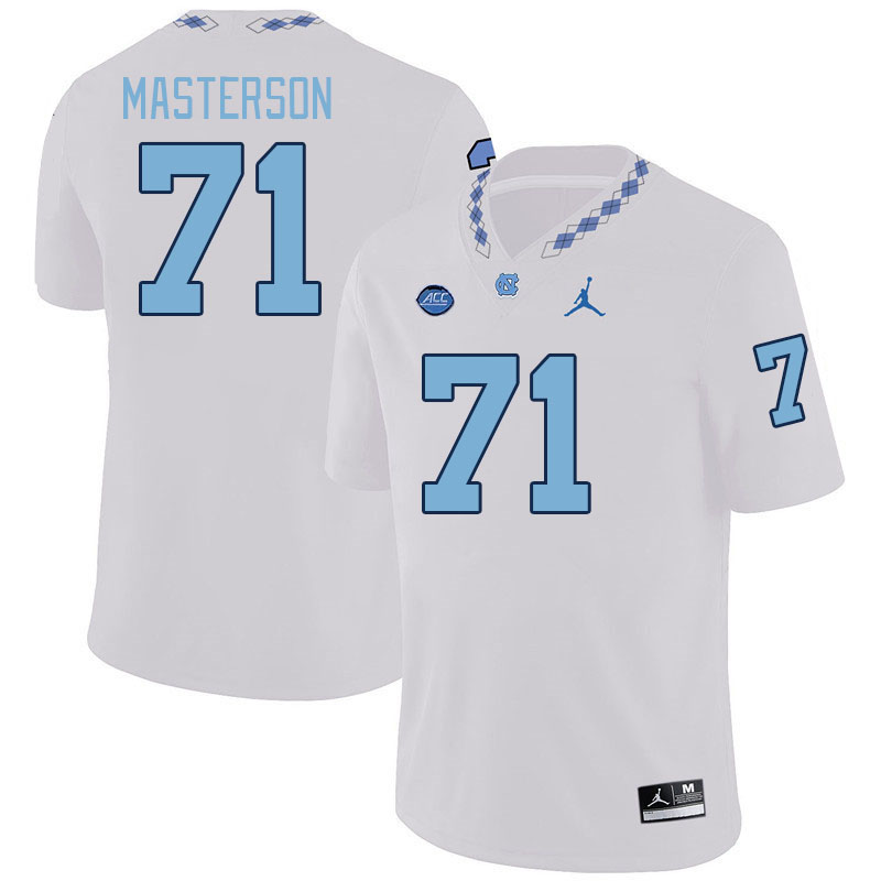 Men #71 Luke Masterson North Carolina Tar Heels College Football Jerseys Stitched-White